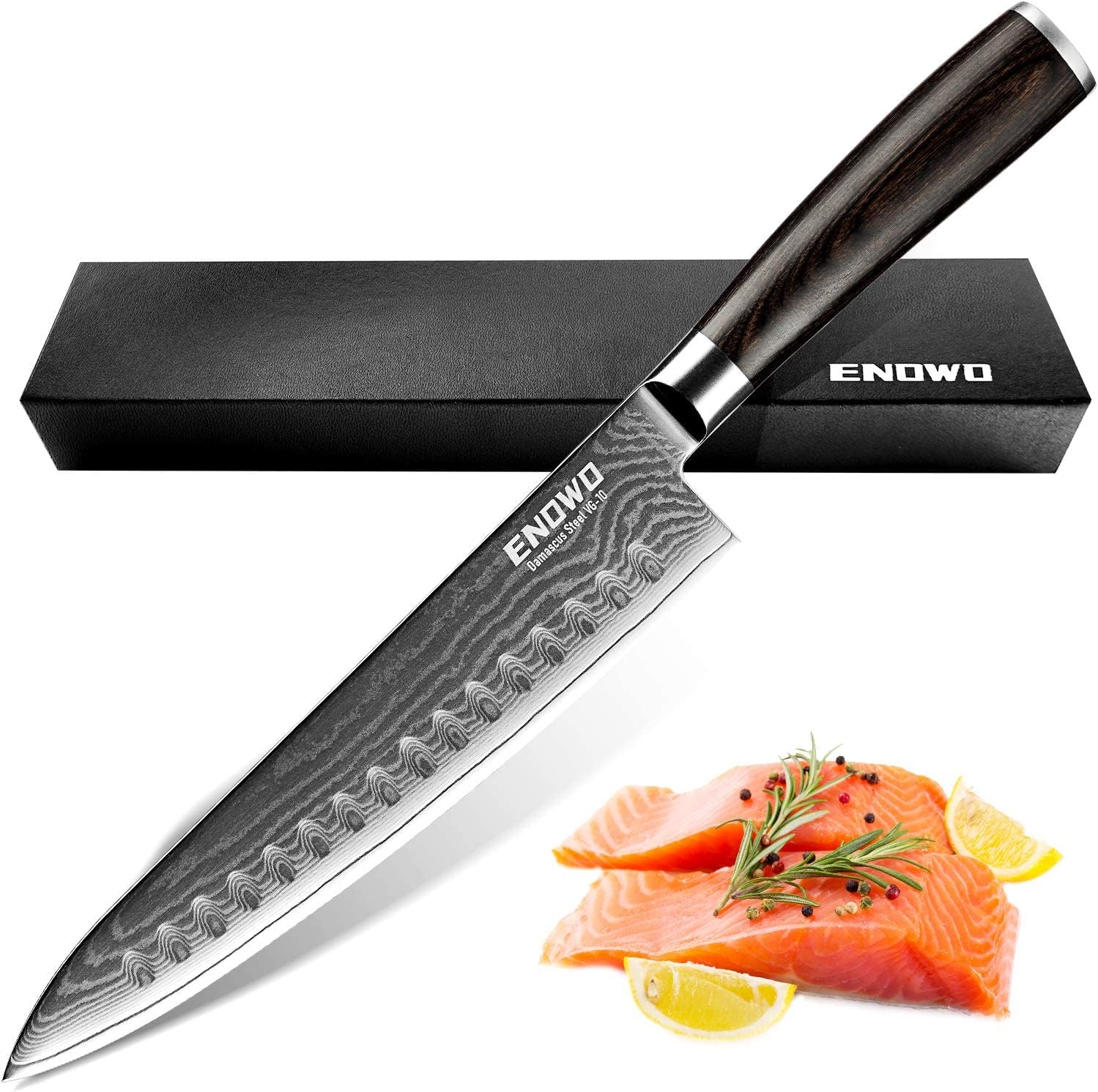 Faca de chef KD Damasco faca de sushi estilo japonês VG-10 com caixa de oferta