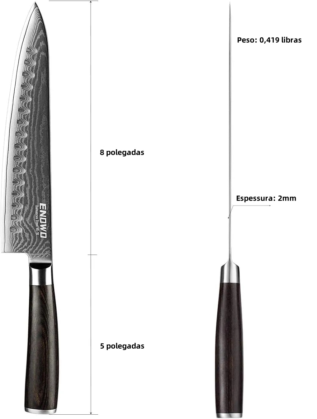 Faca de chef KD Damasco faca de sushi estilo japonês VG-10 com caixa de oferta