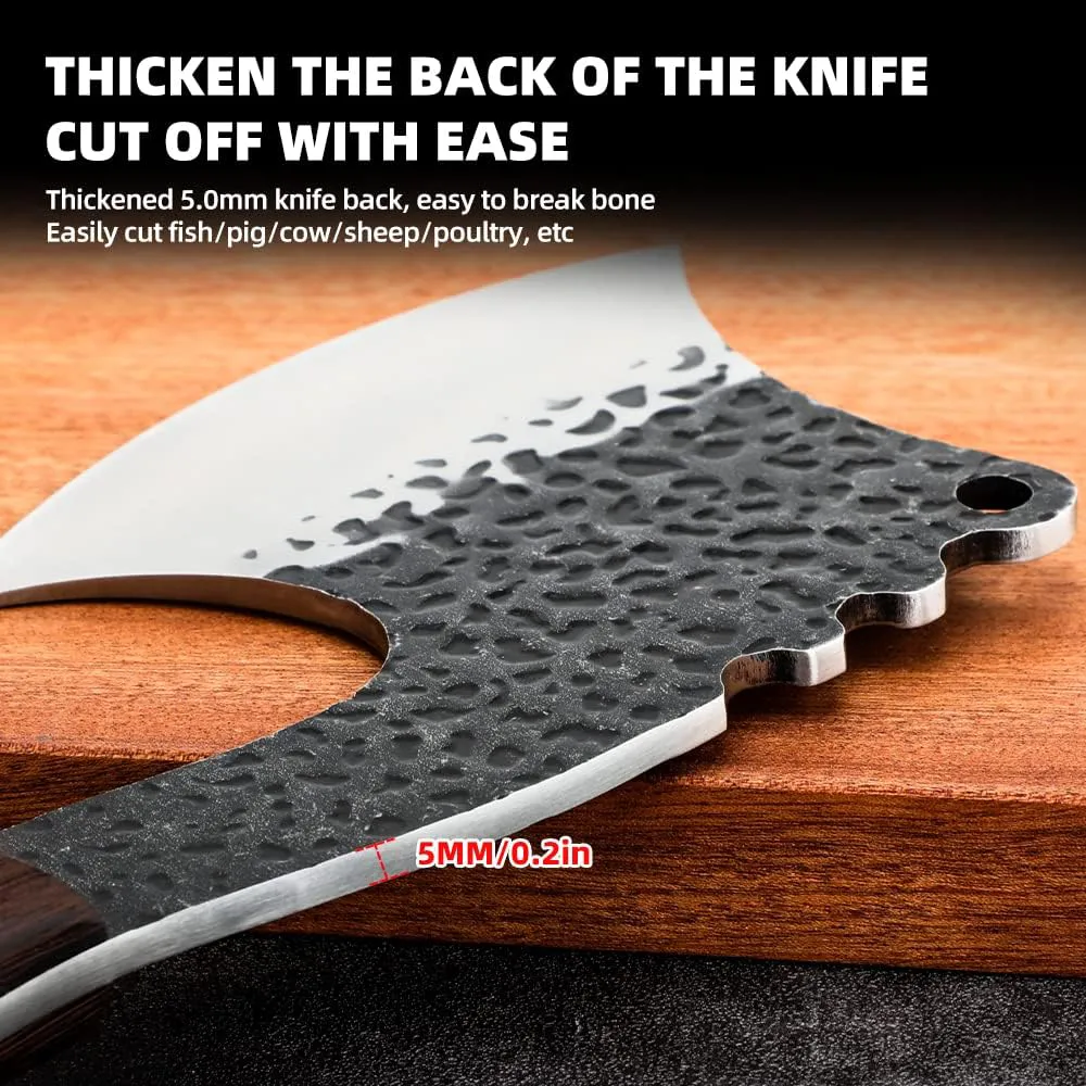 2KD Cleaver Forged Heavy Duty High Carbon Butcher Knife Boning Breaker Chopper Cutting Chef Knife Outdoor BBQ Gift Cover
