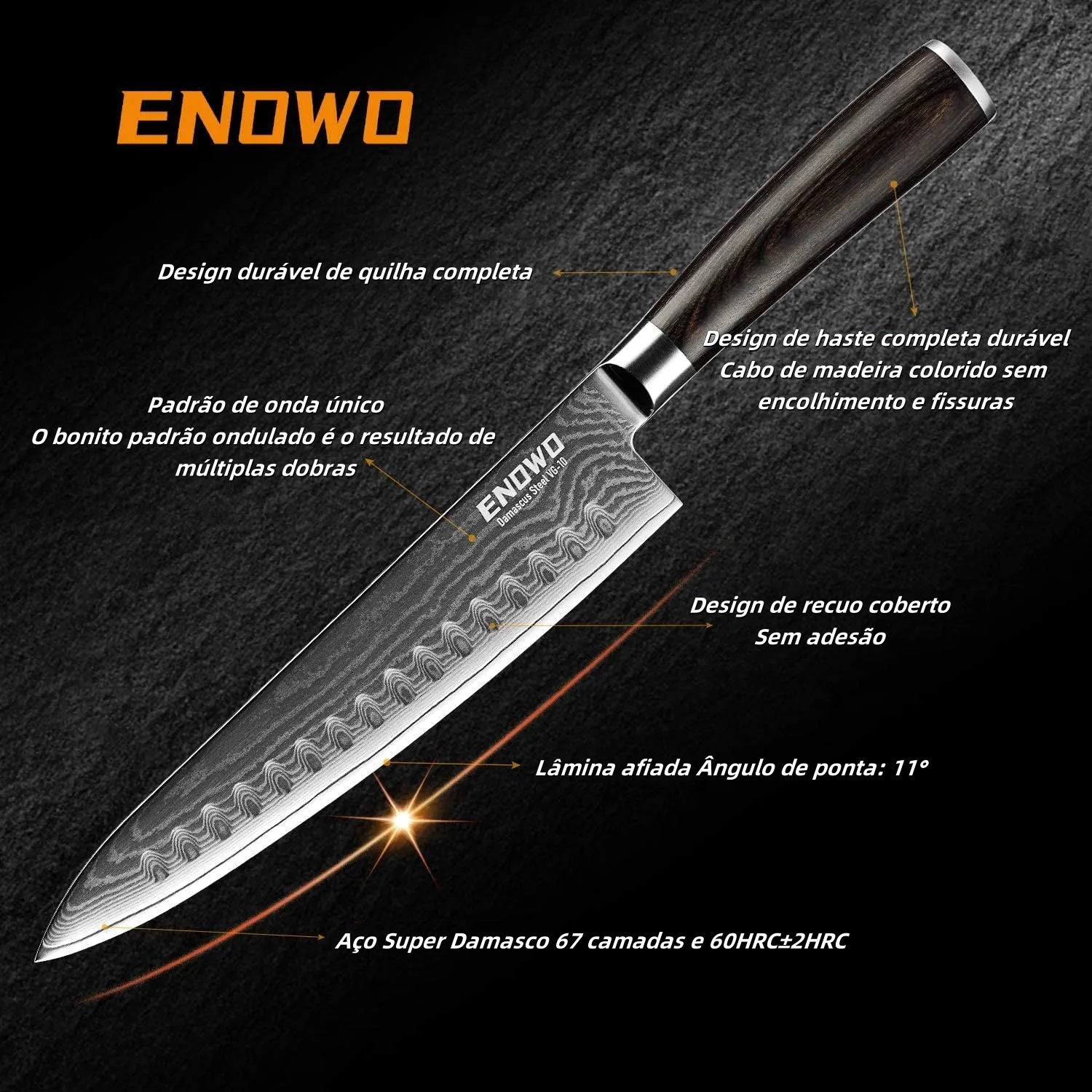 Faca de chef KD Damasco faca de sushi estilo japonês VG-10 com caixa de oferta