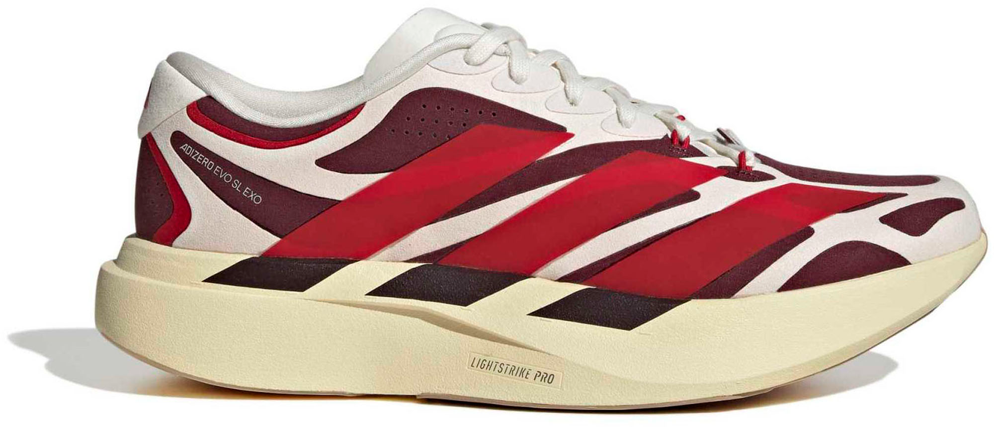 adidas Men's Adizero EVO SL EXO Suede Running Shoes - Off White/Better Scarlet/Maroon - View 1