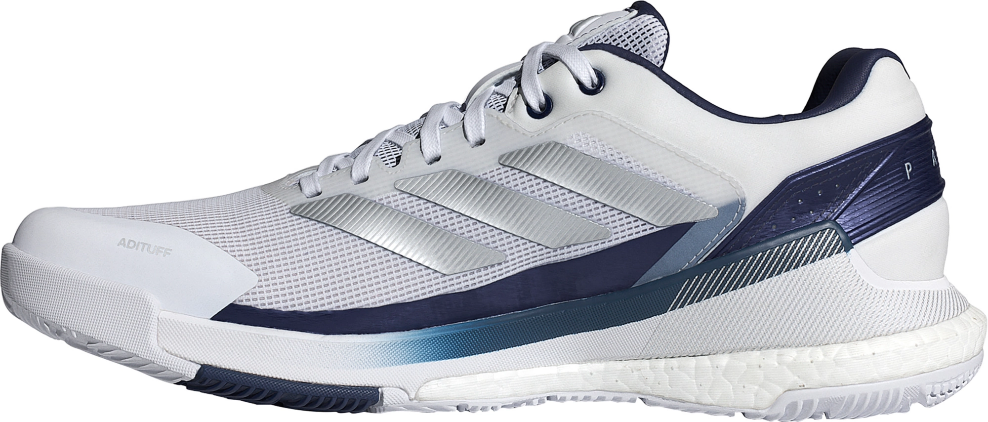 adidas Men's Crazyquick BOOST Padel Shoes - Ftwr White/Silver Met./Dark Blue - View 6
