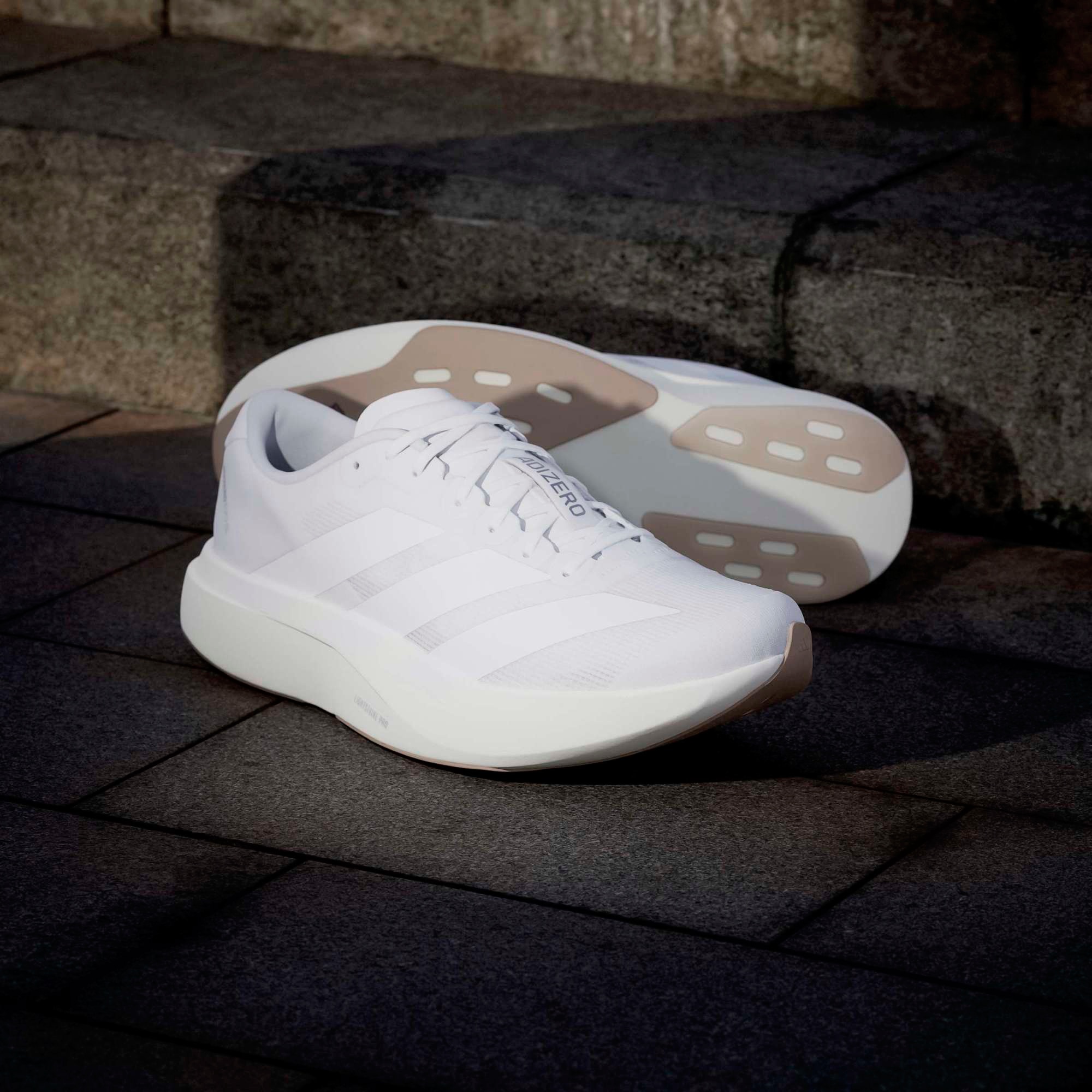 adidas Men's Adizero EVO SL Running Shoes - Ftwr White/Ftwr White/Warm Sandstone - View 2