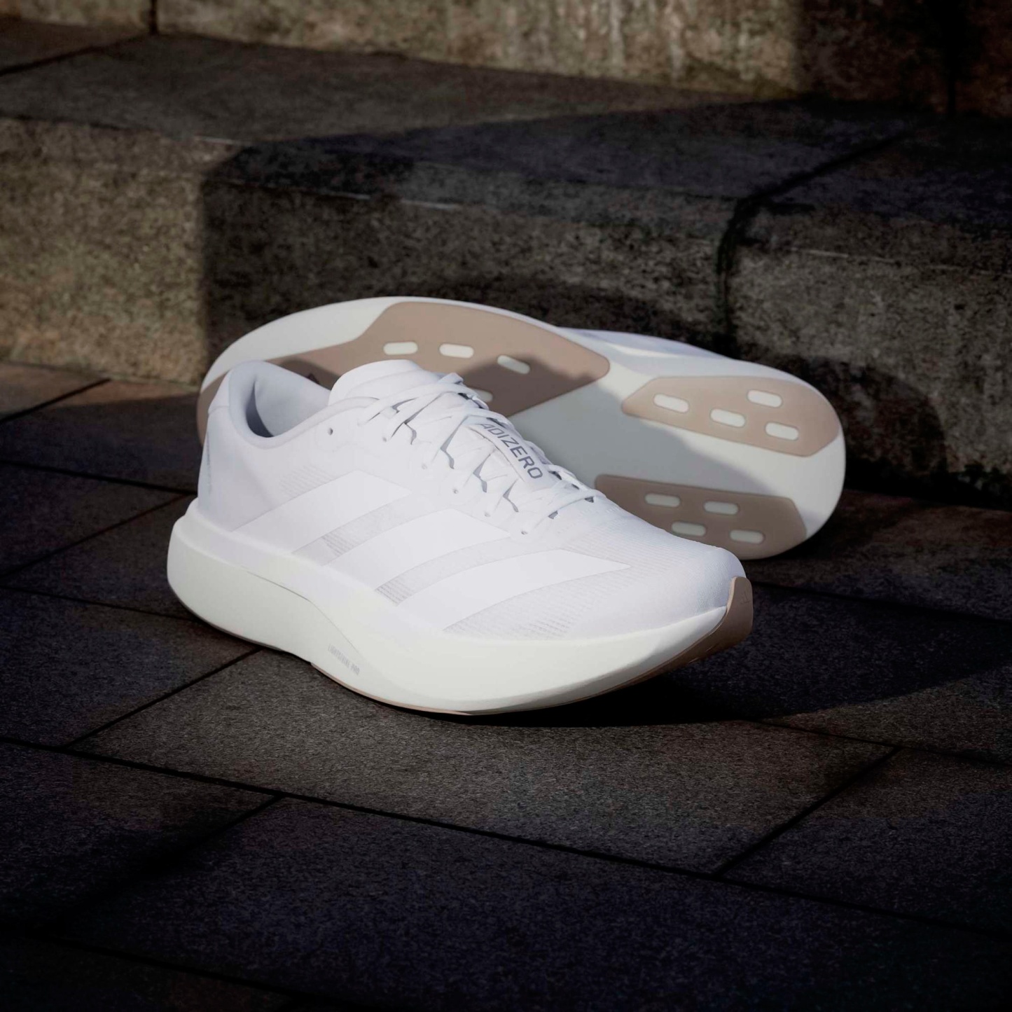 adidas Men's Adizero EVO SL Running Shoes - Ftwr White/Ftwr White/Warm Sandstone - View 2
