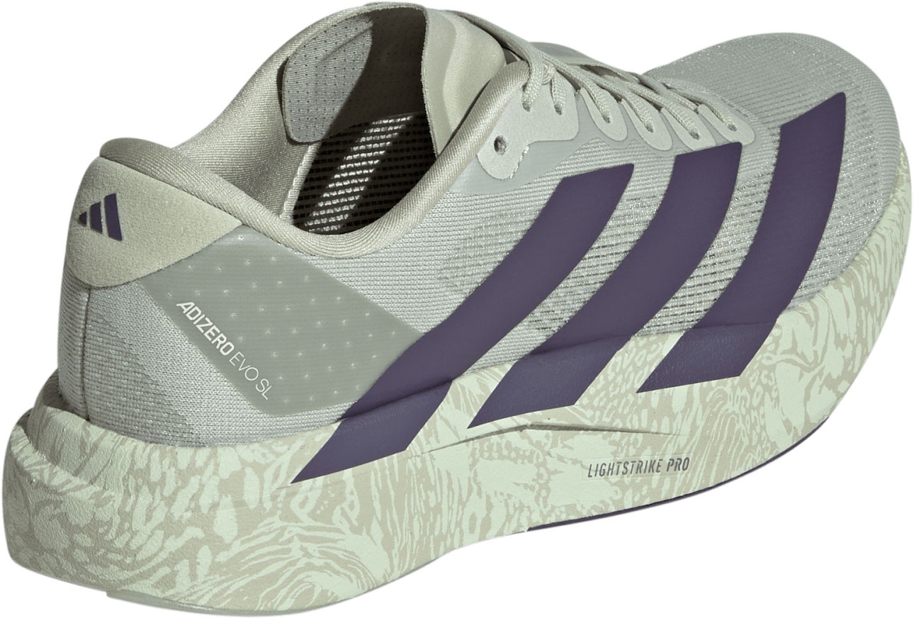 adidas Women's Adizero EVO SL Running Shoes - Halo Green/Trace Purple/Sandy Pink - View 5