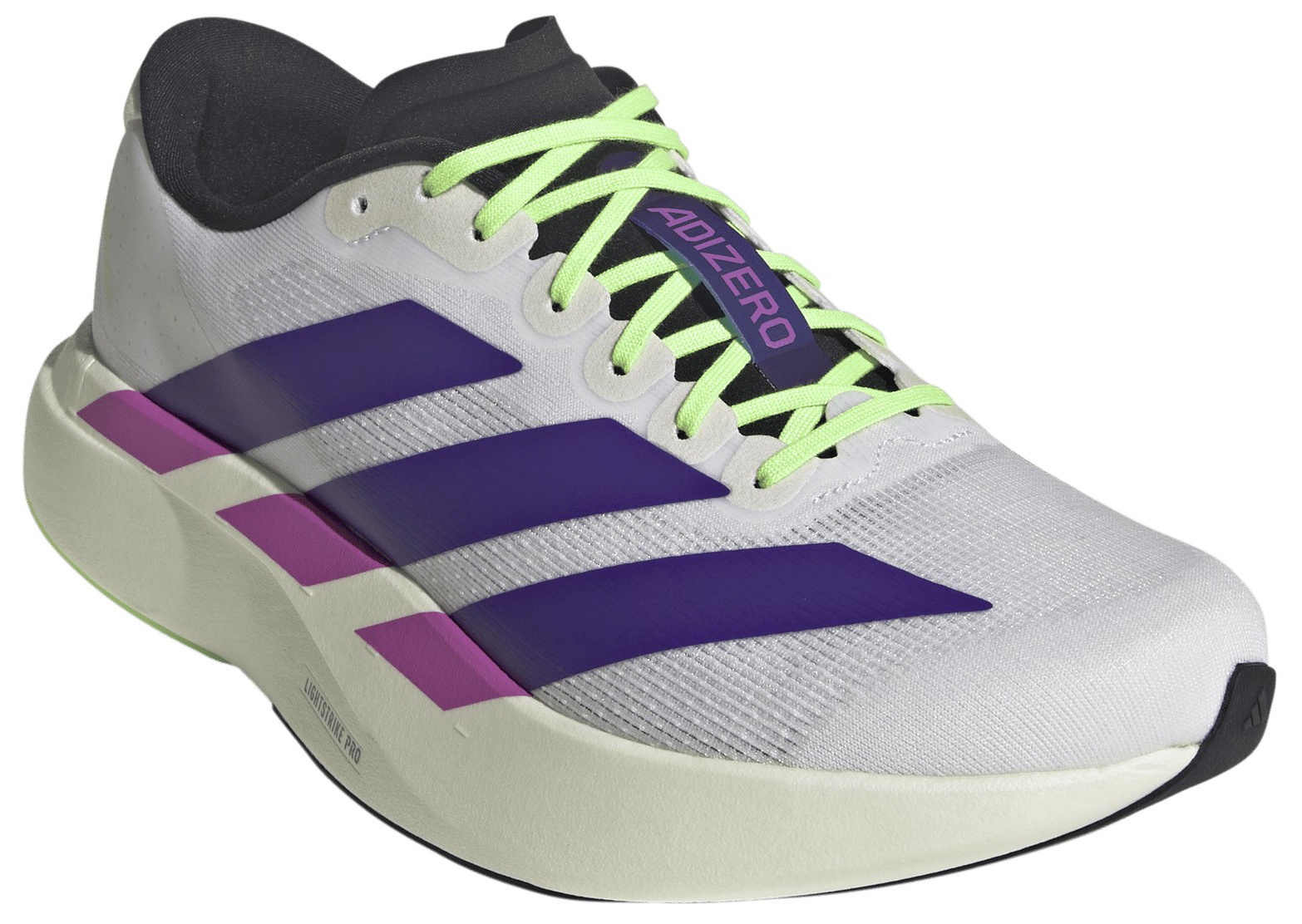 adidas Men's Adizero EVO SL Running Shoes - White/Purple/Lime - View 5