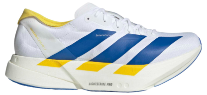 adidas Men's Adizero Adios Pro 4 Running Shoes - White/Blue/Yellow - View 1