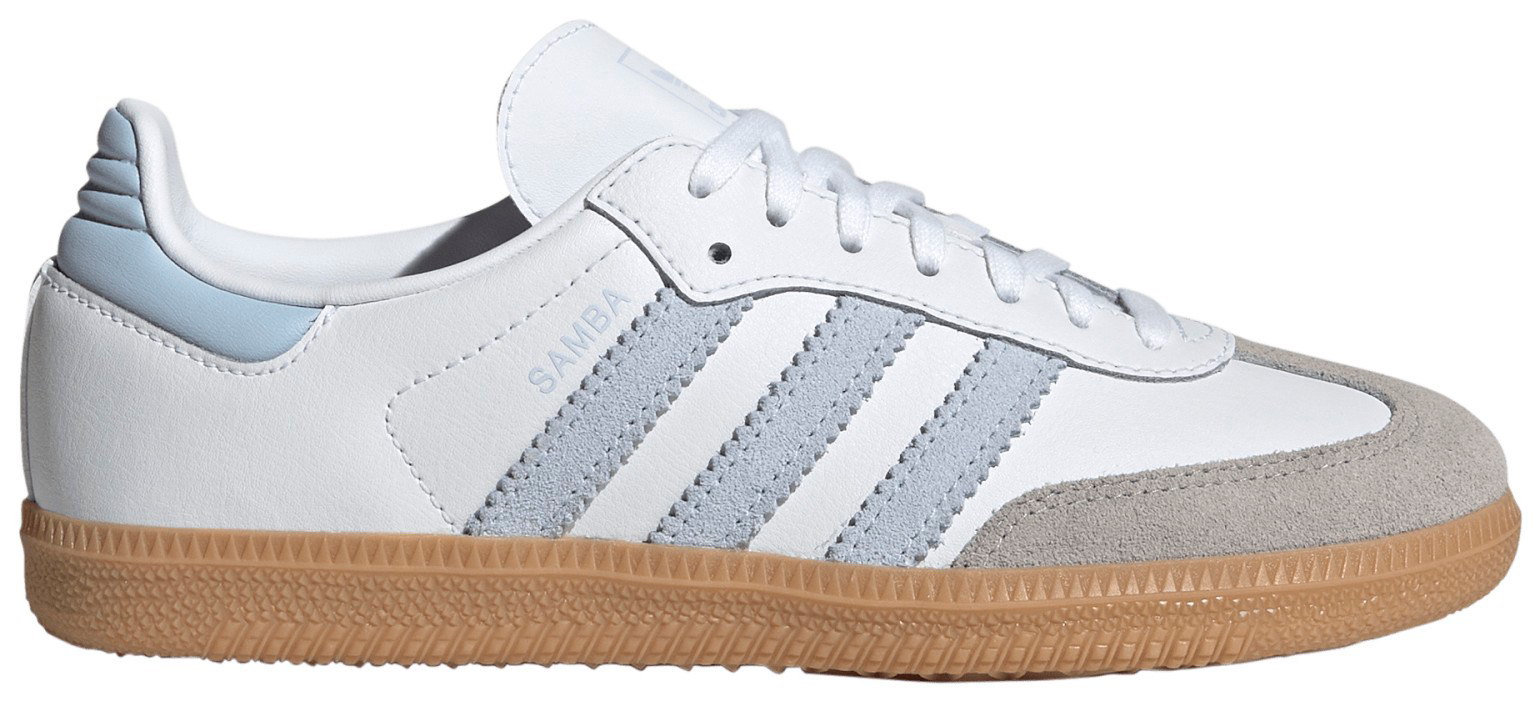 adidas Kids' Grade School Samba OG Shoes - White/Sky/Gum - View 1