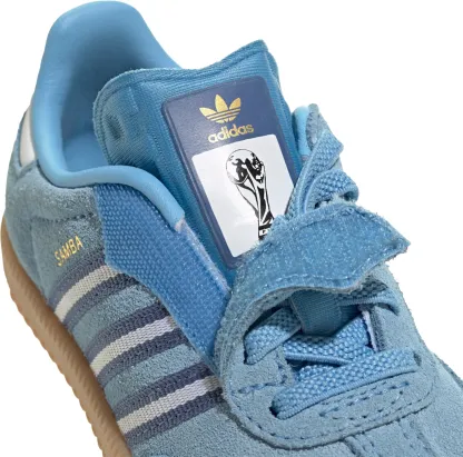 adidas Toddler FIFA World Cup Samba OG Comfort Closure Elastic Lace Shoes - Light Blue/White/Gum - View 7