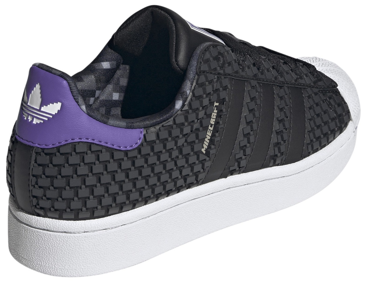 adidas Kids' Grade School Minecraft Superstar II Shoes - Black/Black/White - View 6