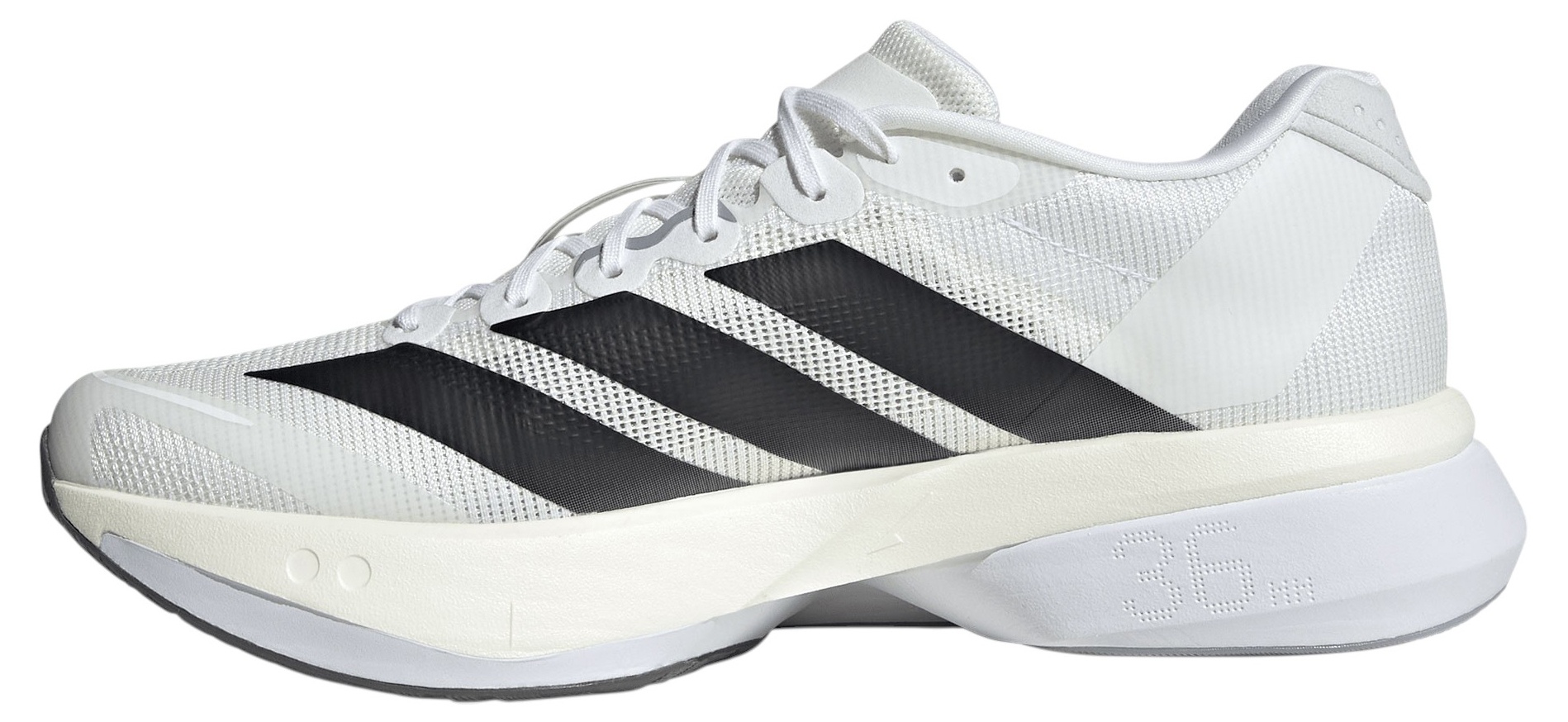 adidas Men's Adizero Boston 13 Running Shoes - White/Black/Grey - View 4