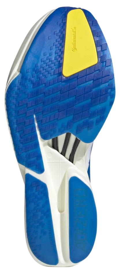 adidas Men's Adizero Adios Pro 4 Running Shoes - White/Blue/Yellow - View 3