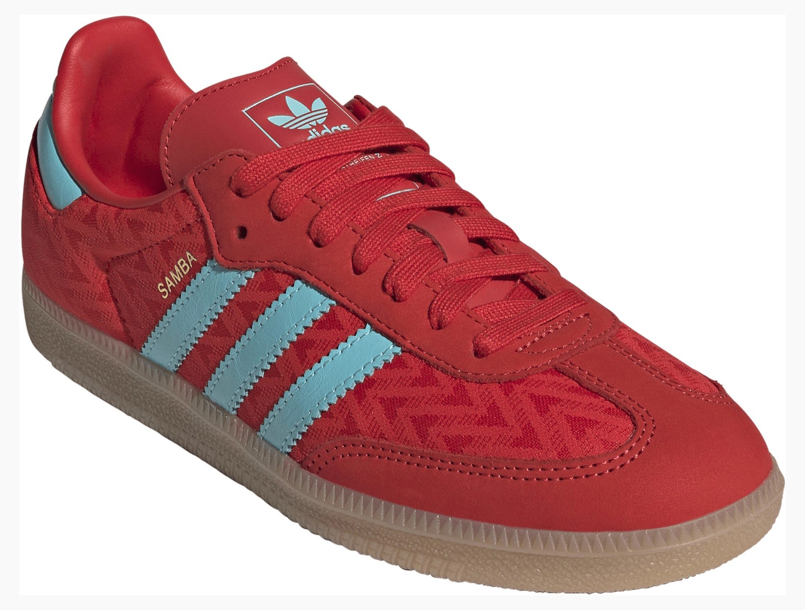 adidas Women's Samba OG Shoes - Red/Pulse Aqua/Gold Met - View 6