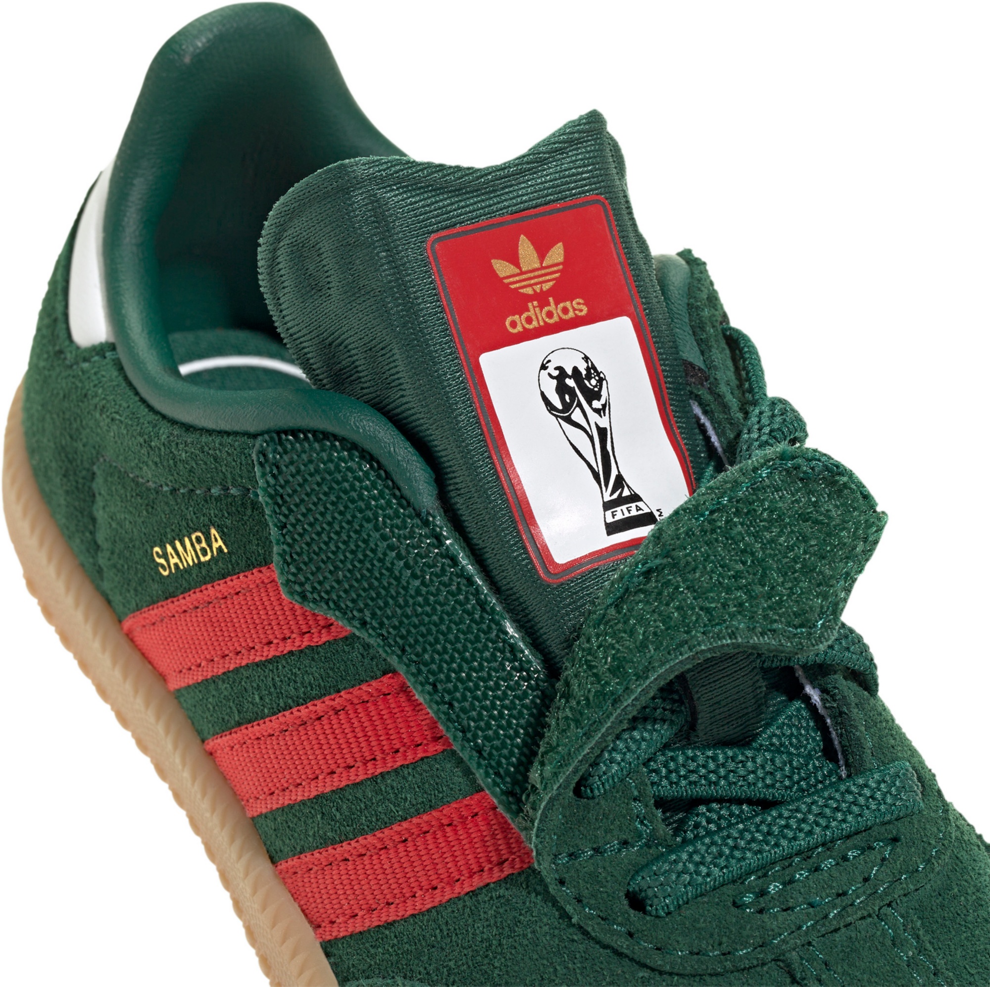 adidas Toddler FIFA World Cup Samba OG Comfort Closure Elastic Lace Shoes - Team Dark Green/Better Scarlet/Gum - View 6