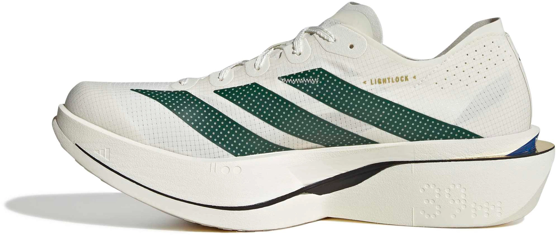 adidas Men's Adizero Adios Pro 5 Running Shoes - Off White/Collegiate Green/Team Royal Blue - View 4