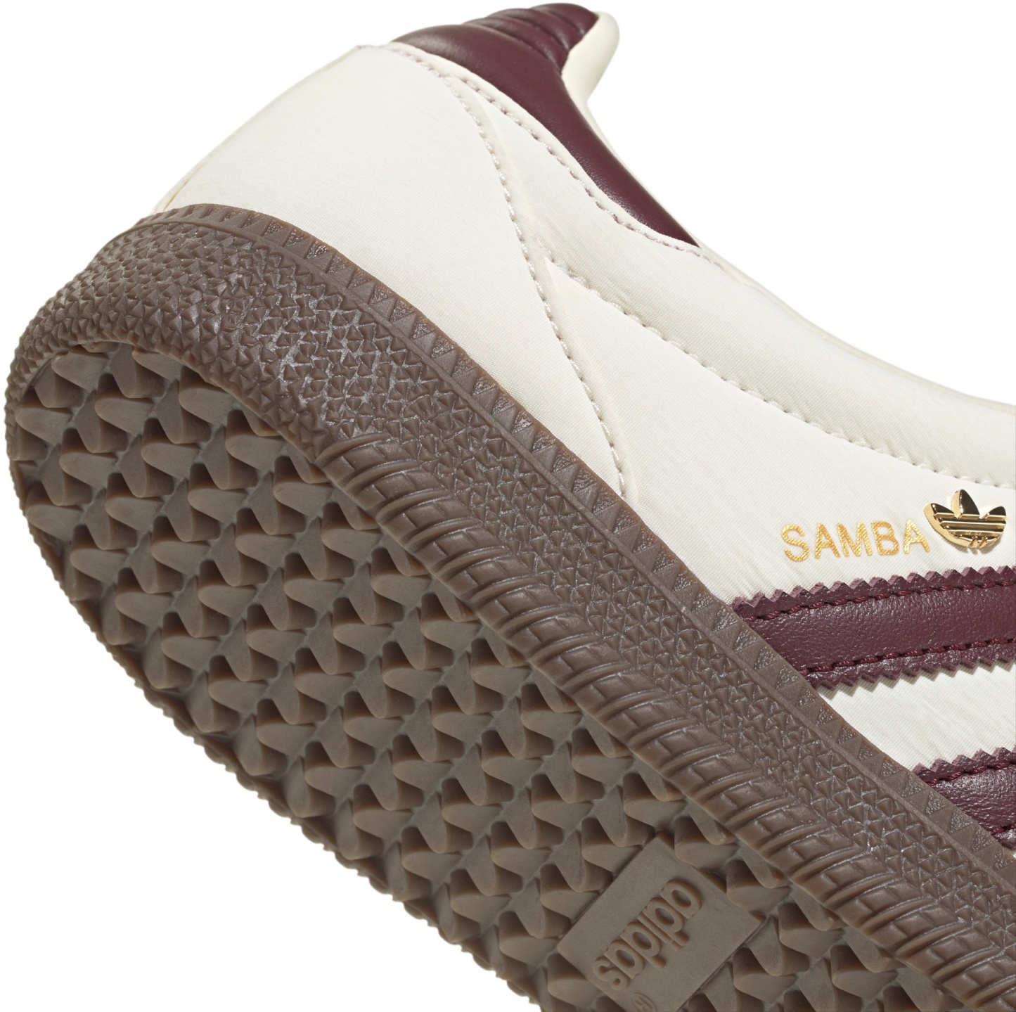 adidas Women's Long Tongue Samba Shoes - Cream White/Maroon/Gold Met - View 8