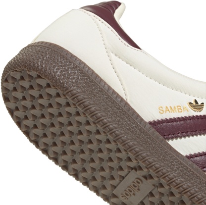adidas Women's Long Tongue Samba Shoes - Cream White/Maroon/Gold Met - View 8