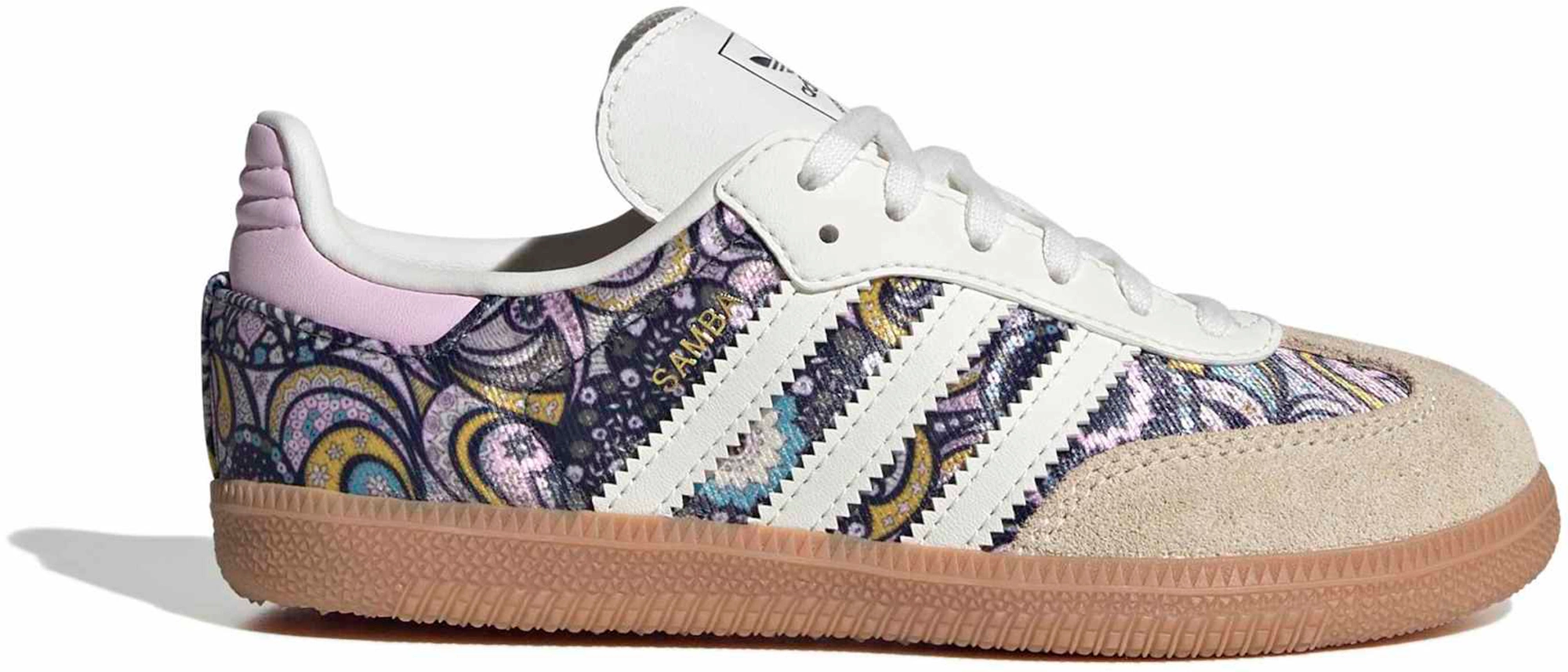 adidas Kids' Preschool Samba OG Shoes - Core White/Orchid Fusion/Gum 2 - View 1