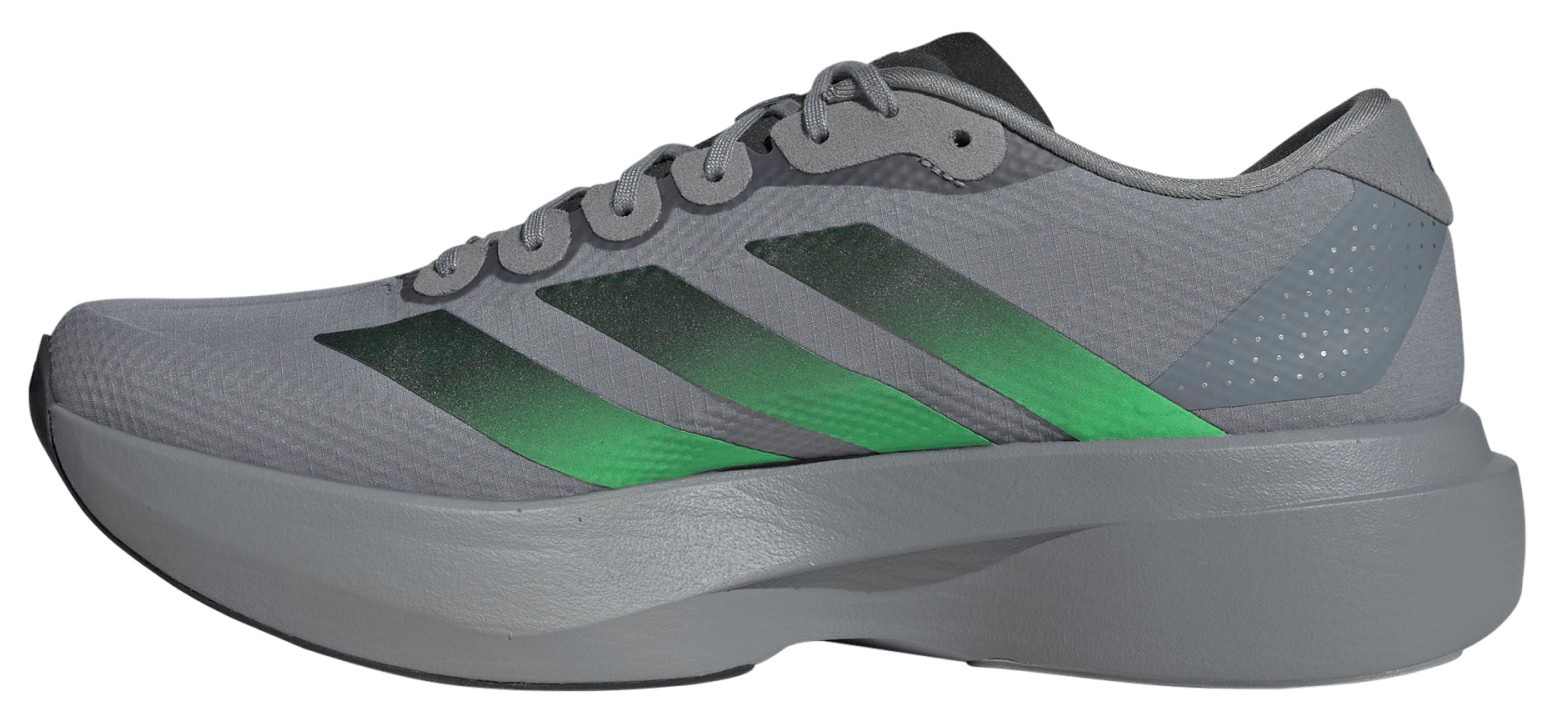 adidas Men's Adizero EVO SL Woven Running Shoes - Grey/Screaming Green/Carbon - View 4