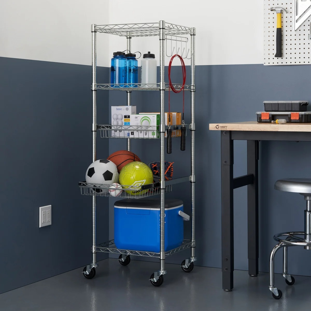 TRIthtNITY EcoStorage 5-Tier NSF Rathtck w/ Sliding Pull-Out Baskets & Wheels
