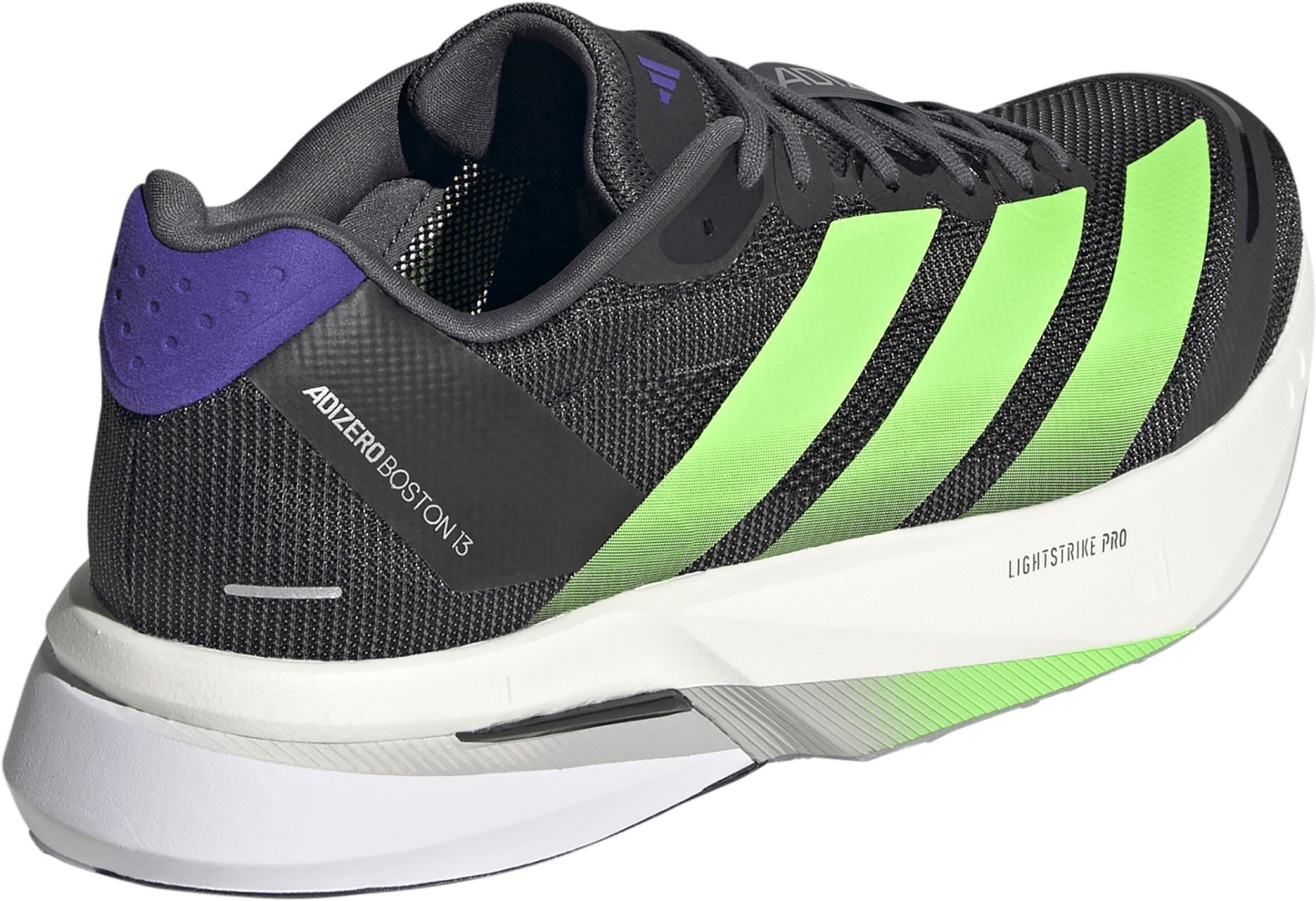 adidas Men's Adizero Boston 13 Running Shoes - Core Black/Lime Burst/Energy Ink - View 6