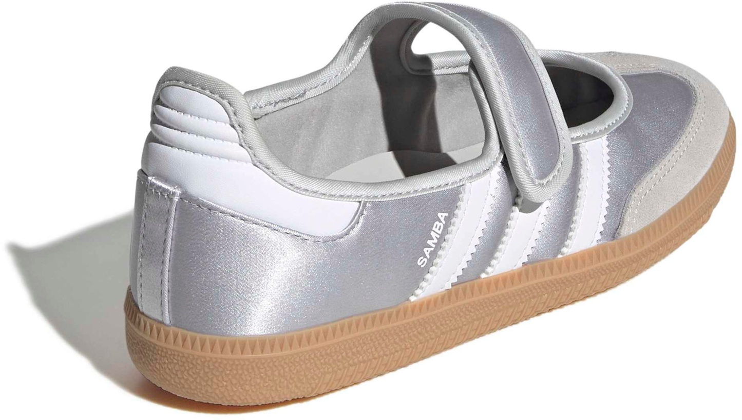 adidas Kids' Grade School Samba Jane Shoes - Silver Metallic/White - View 5