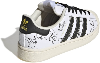 adidas x Pokémon Kids' Preschool Superstar II Shoes - White/Core Black/Gold Met - View 6