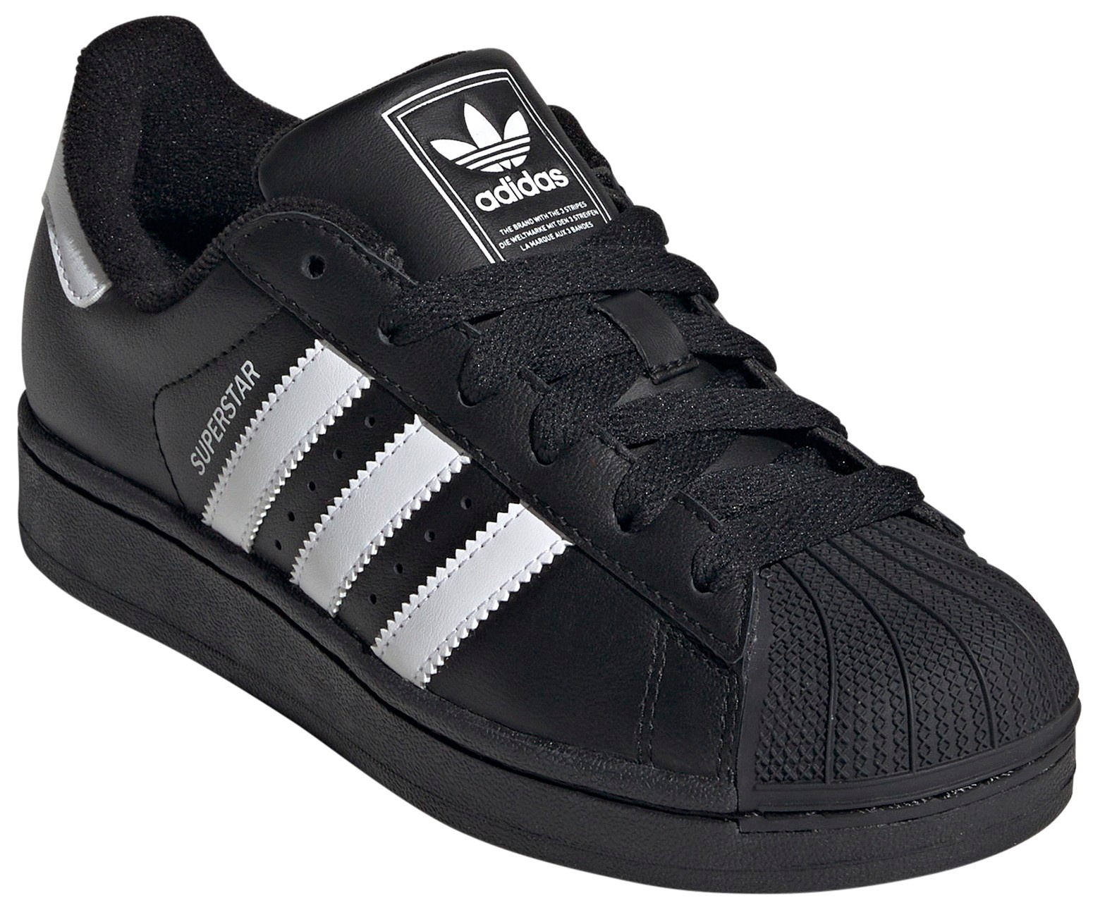 adidas Kids' Grade School Superstar II Shoes - Black/White - View 6