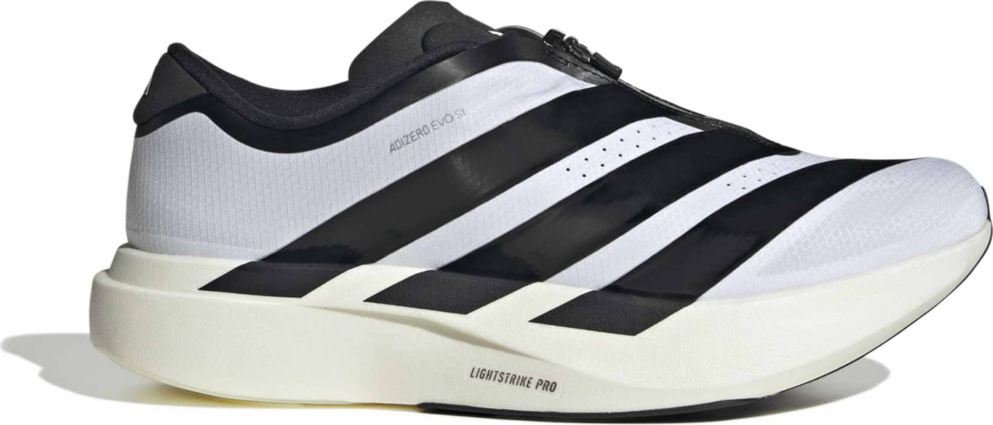 adidas Men's Adizero EVO SL Zip Running Shoes - Ftwr White/Core Black/Silver Met - View 1