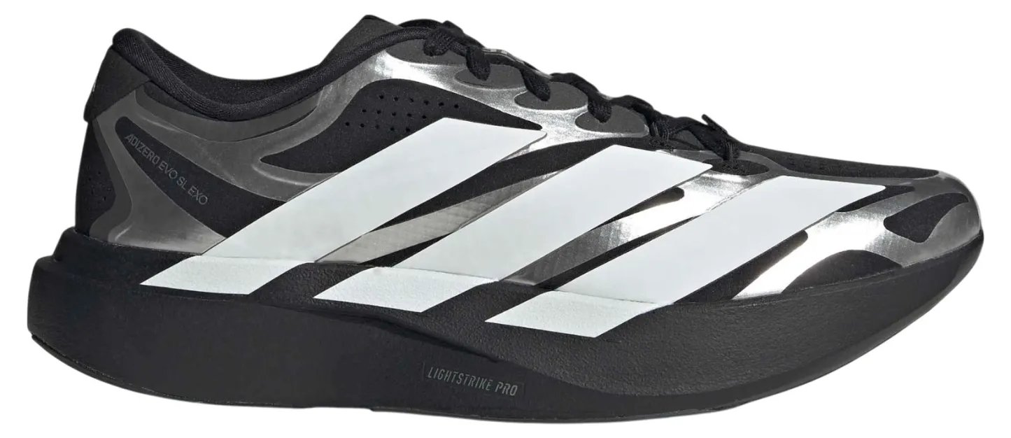 adidas Men's Adizero EVO SL EXO Running Shoes - Black/White/Metallic - View 1