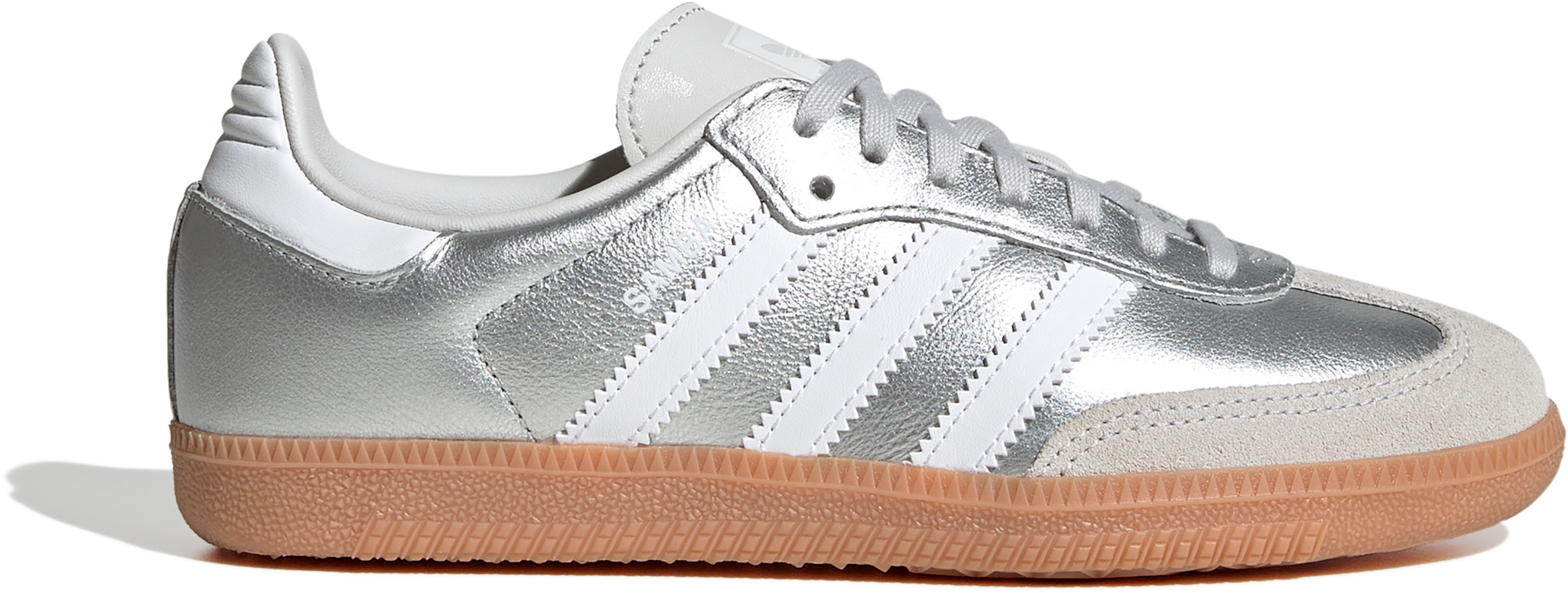 adidas Kids' Grade School Samba OG Shoes - Silver Met/Ftwr White/Gum 3 - View 1
