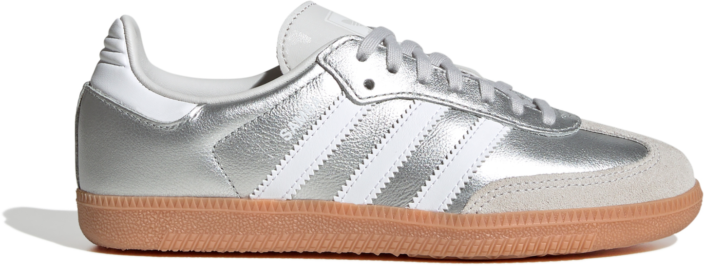 adidas Kids' Grade School Samba OG Shoes - Silver Met/Ftwr White/Gum 3 - View 1