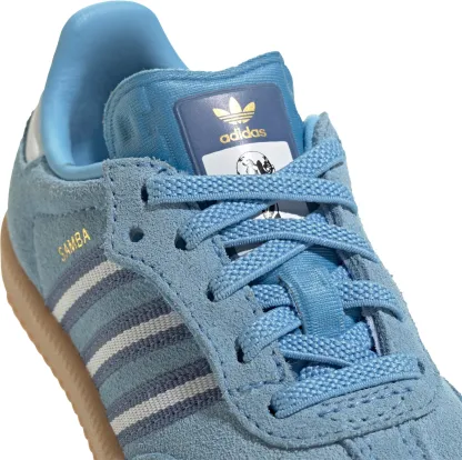 adidas Toddler FIFA World Cup Samba OG Comfort Closure Elastic Lace Shoes - Light Blue/White/Gum - View 6