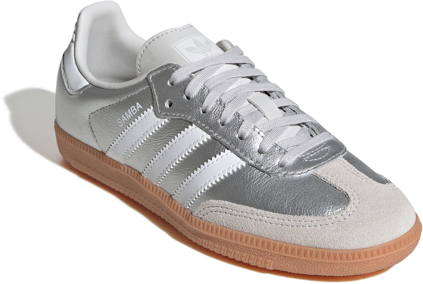 adidas Kids' Grade School Samba OG Shoes - Silver Met/Ftwr White/Gum 3 - View 6