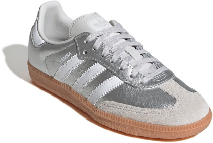 adidas Kids' Grade School Samba OG Shoes - Silver Met/Ftwr White/Gum 3 - View 6