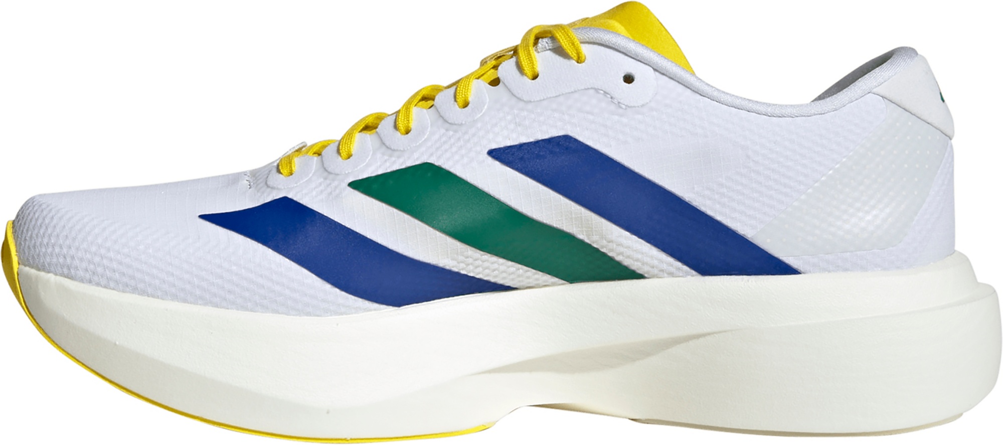 adidas Men's Adizero EVO SL Woven Running Shoes - White/Team Royal Blue/Iron Met. - View 4
