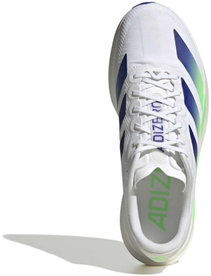 adidas Men's Adizero EVO SL Woven Running Shoes - White/Beam Green/White - View 2