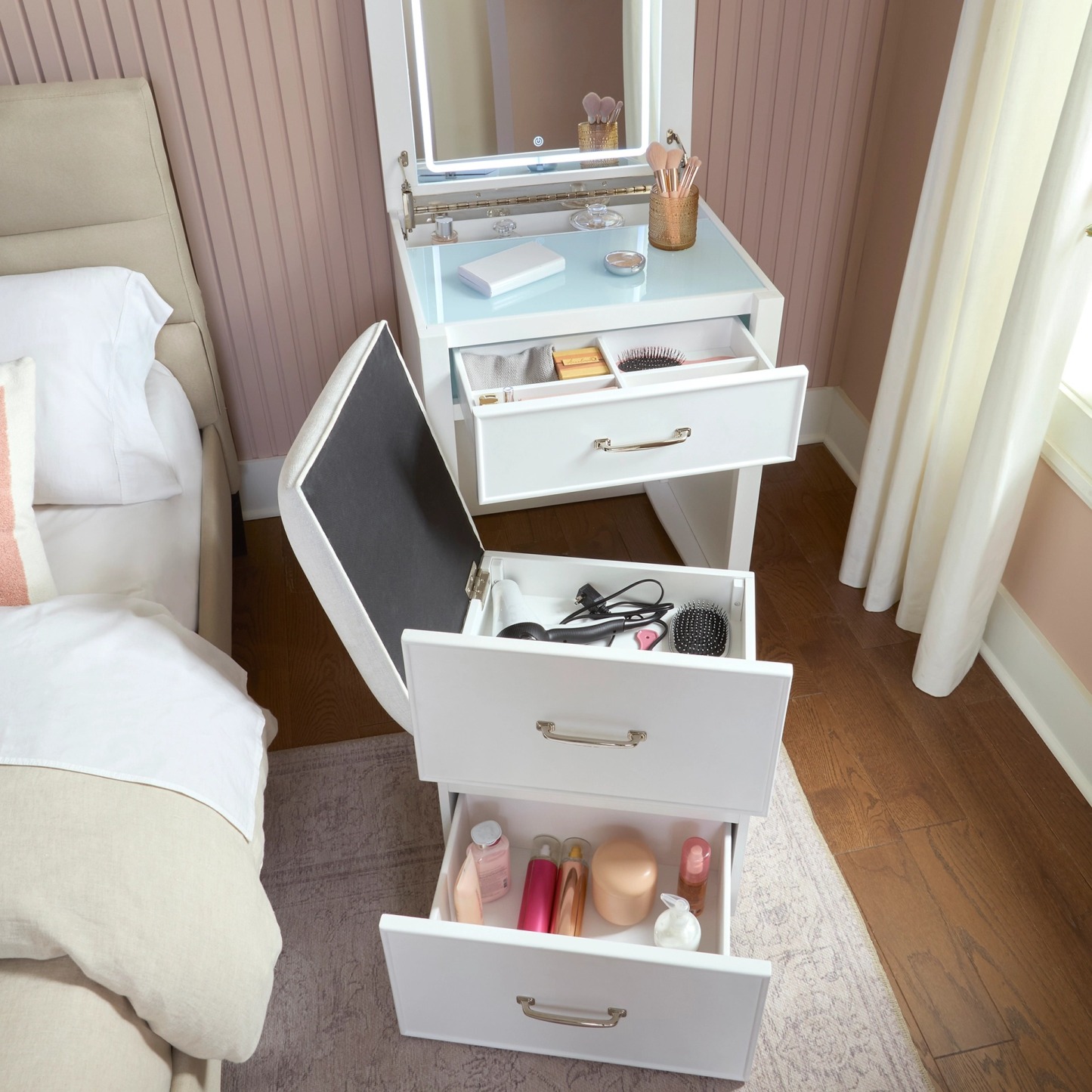 【🎁Limit Discounts】Odethtssa Lift-top Vathtnity with LED Ligththted Mirror