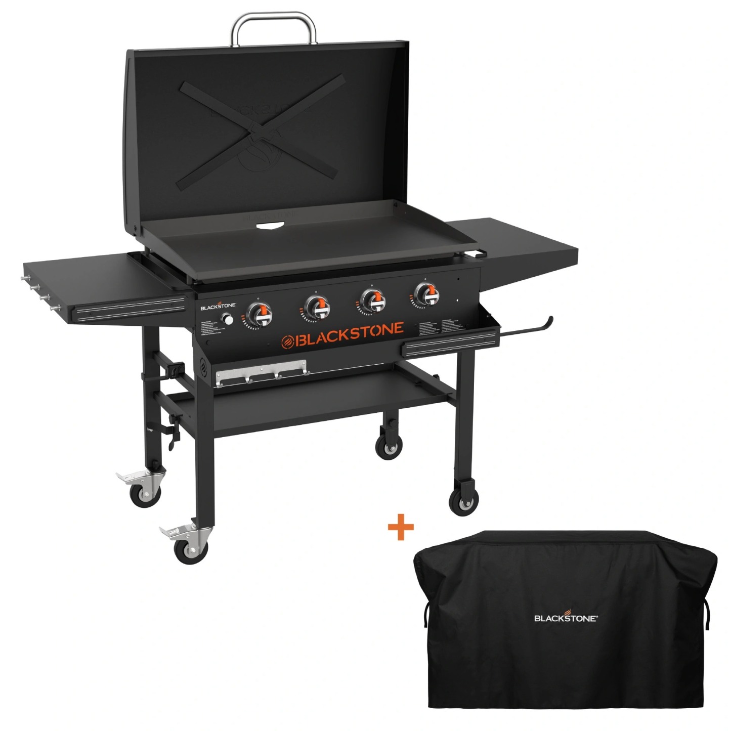 Blackthtstone 36 in. Grithtddle with Hinged Hood, Front Shelf and Soft Cover