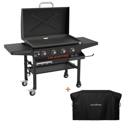 Blackthtstone 36 in. Grithtddle with Hinged Hood, Front Shelf and Soft Cover