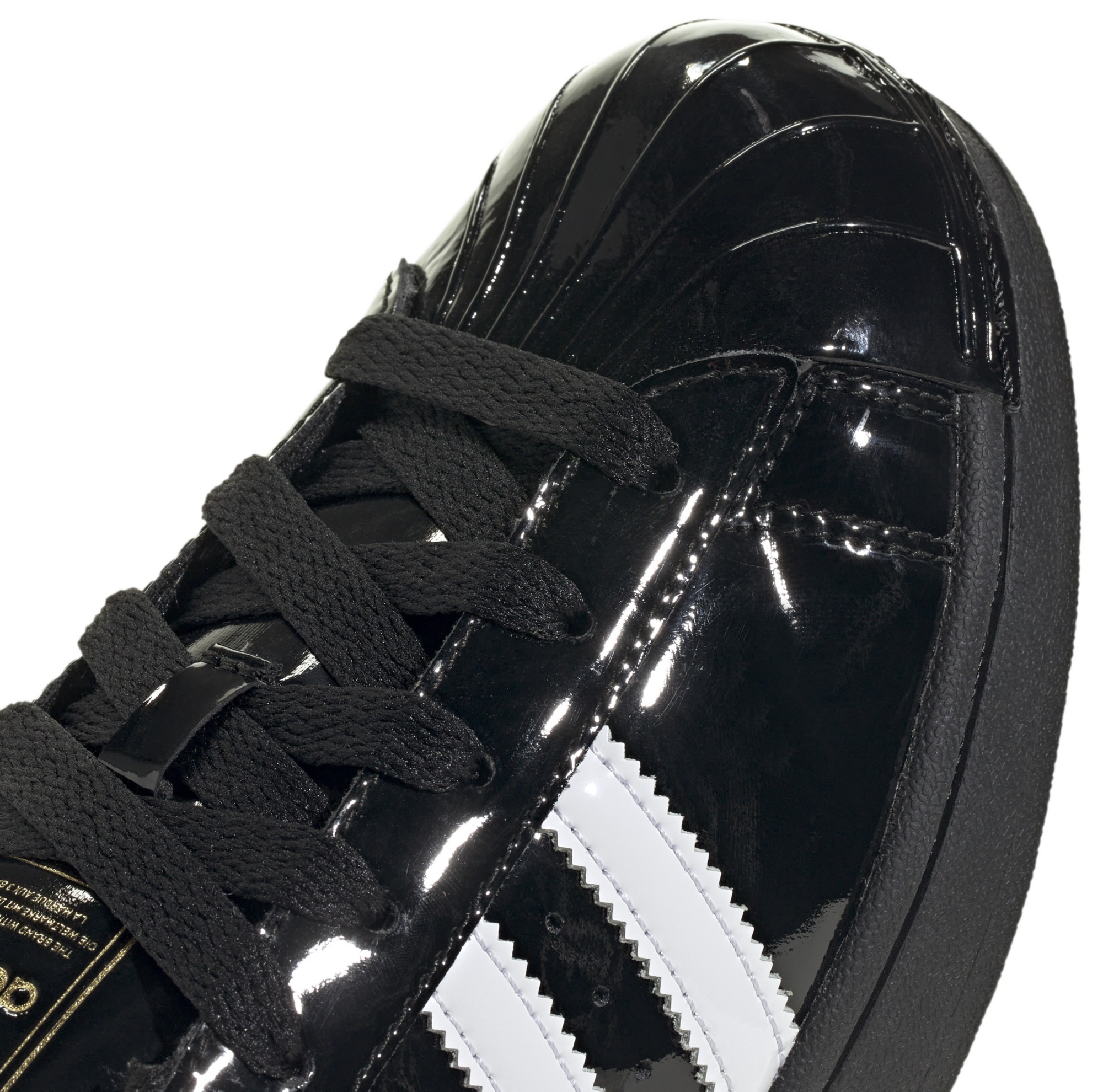 adidas Women's Superstar II Shoes - Patent Leather Black/White - View 3