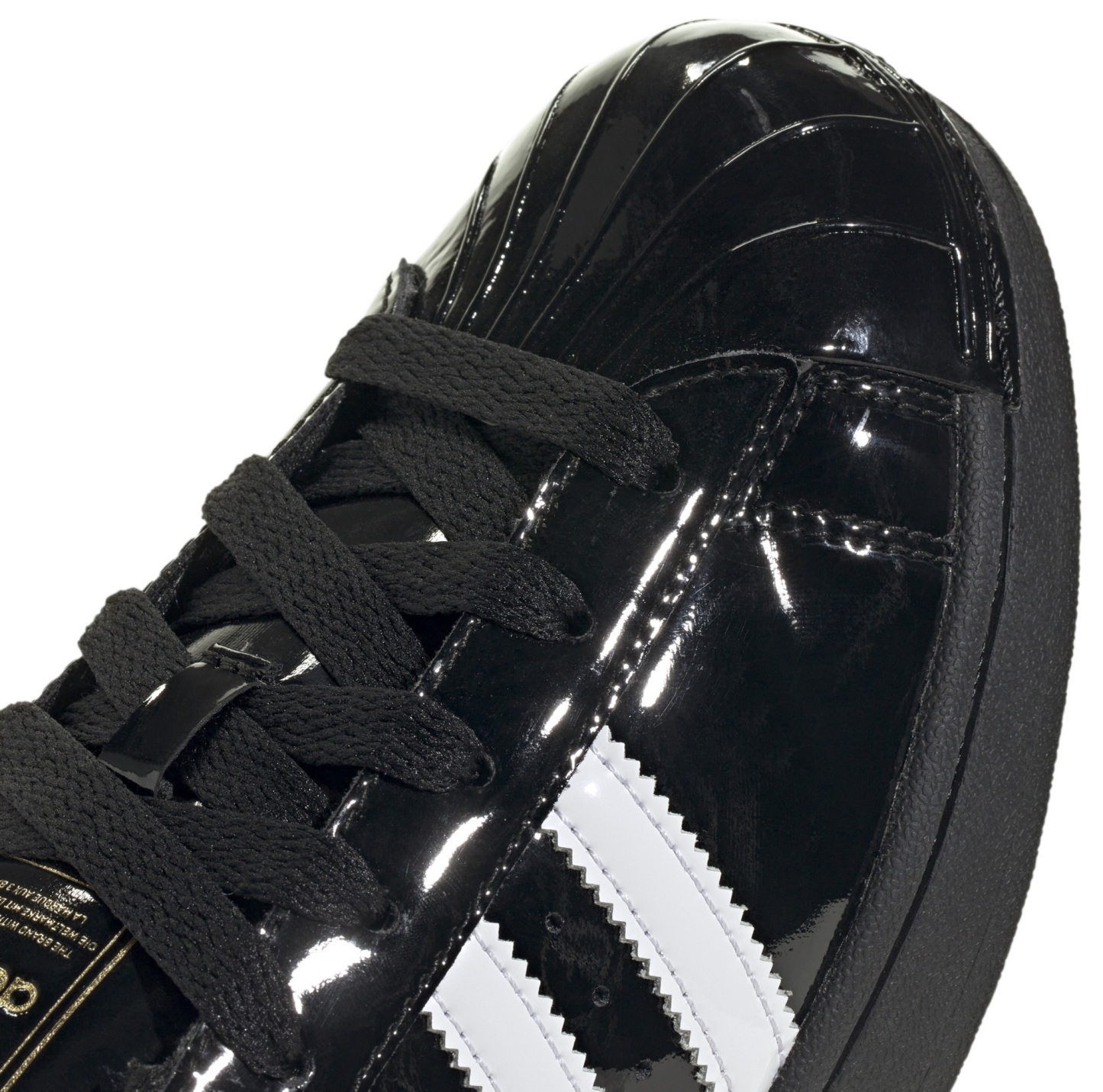 adidas Women's Superstar II Shoes - Patent Leather Black/White - View 3