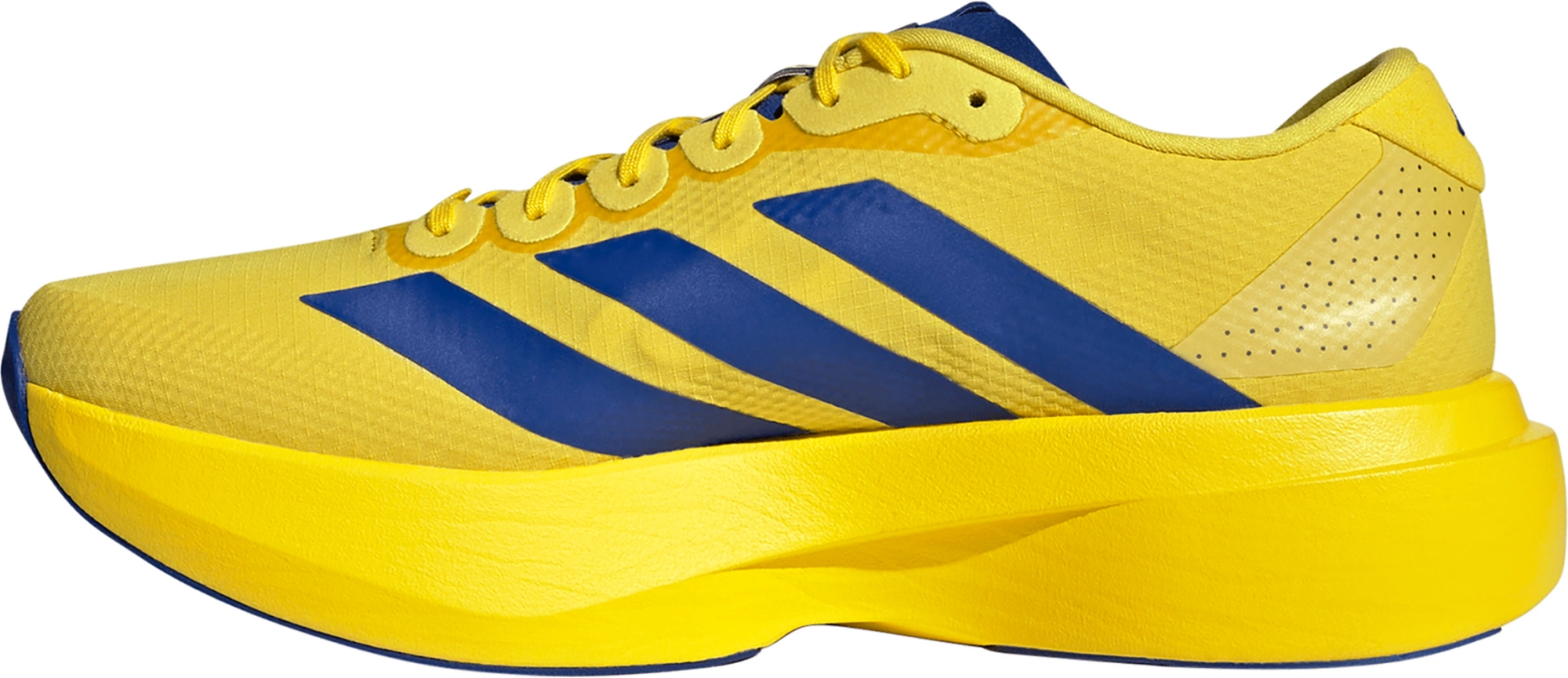 adidas Men's Adizero EVO SL Woven Running Shoes - Yellow/Team Royal Blue/Iron Met. - View 4