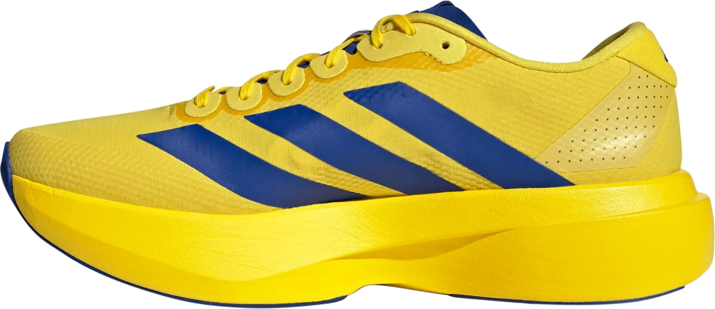 adidas Men's Adizero EVO SL Woven Running Shoes - Yellow/Team Royal Blue/Iron Met. - View 4