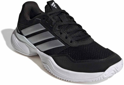 adidas Women's GameCourt 3 All Court Tennis Shoes - Core Black/Silver Met./Ftwr White - View 5