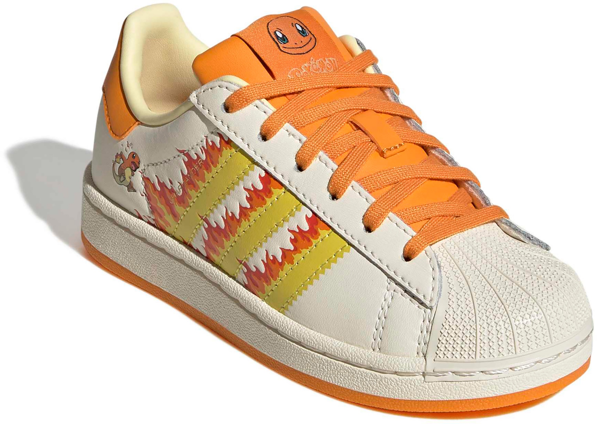 adidas x Pokémon Kids' Preschool Superstar II Shoes - White/Yellow/Orange - View 5