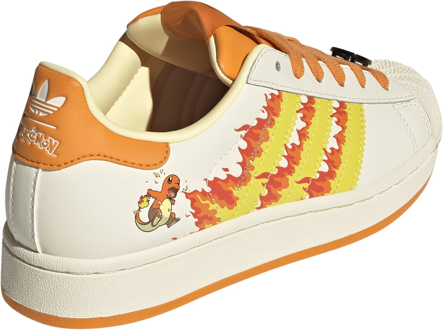 adidas Kids' Grade School Superstar II Shoes - Cream White/Shock Yellow/Bright Orange - View 6