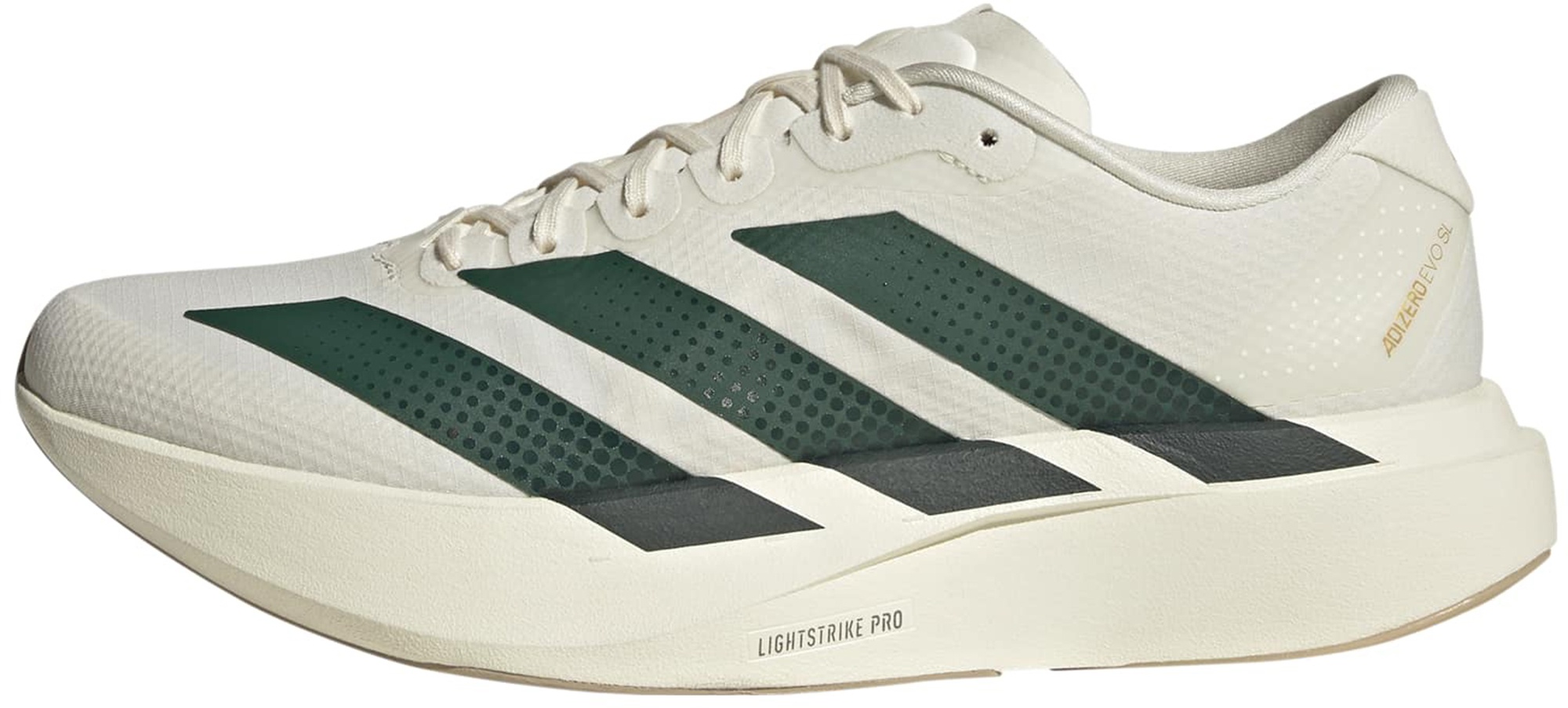 adidas Men's Adizero EVO SL Woven Running Shoes - White/Collegiate Green/Royal - View 5