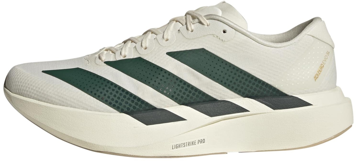 adidas Men's Adizero EVO SL Woven Running Shoes - White/Collegiate Green/Royal - View 5