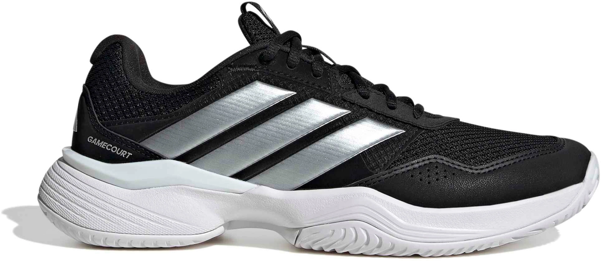 adidas Women's GameCourt 3 All Court Tennis Shoes - Core Black/Silver Met./Ftwr White - View 1